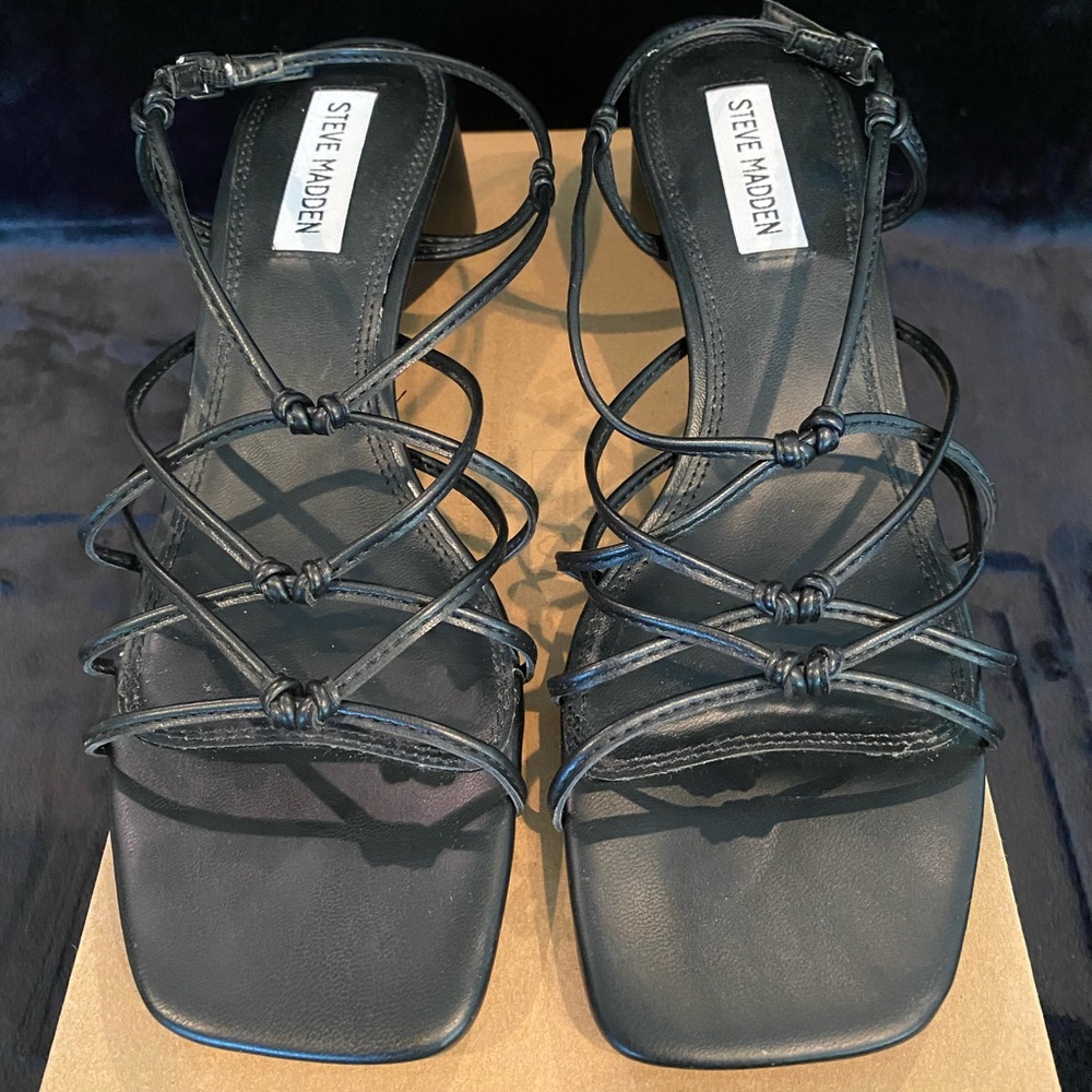 Steve Madden Black Strappy Sandals with Square Toe